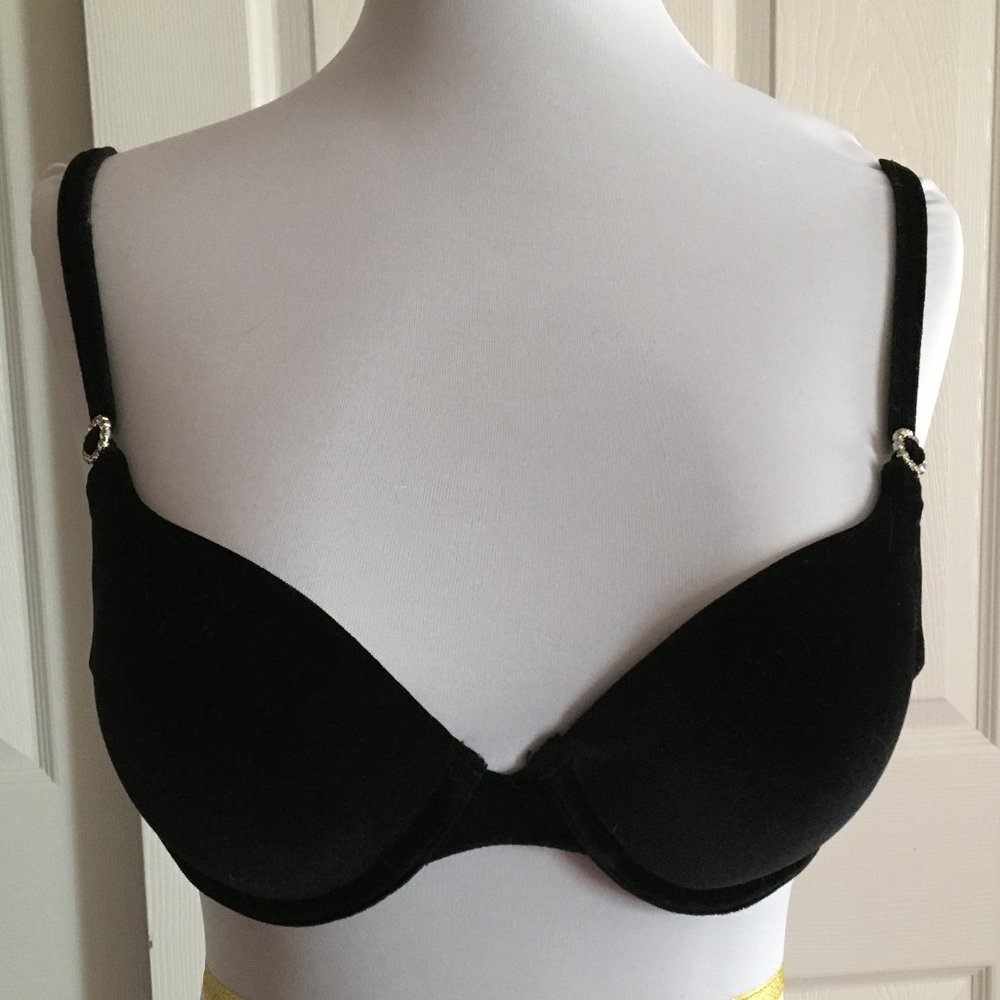 Black Velvet Bra with Decorative Crystals